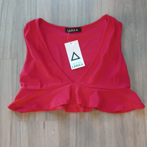 Lasula Sleeveless Crop Top with Ruffles Sz 14 - Picture 5 of 7